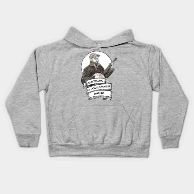 5 string Banjo 1 Kids Hoodie by Armadillo Hat